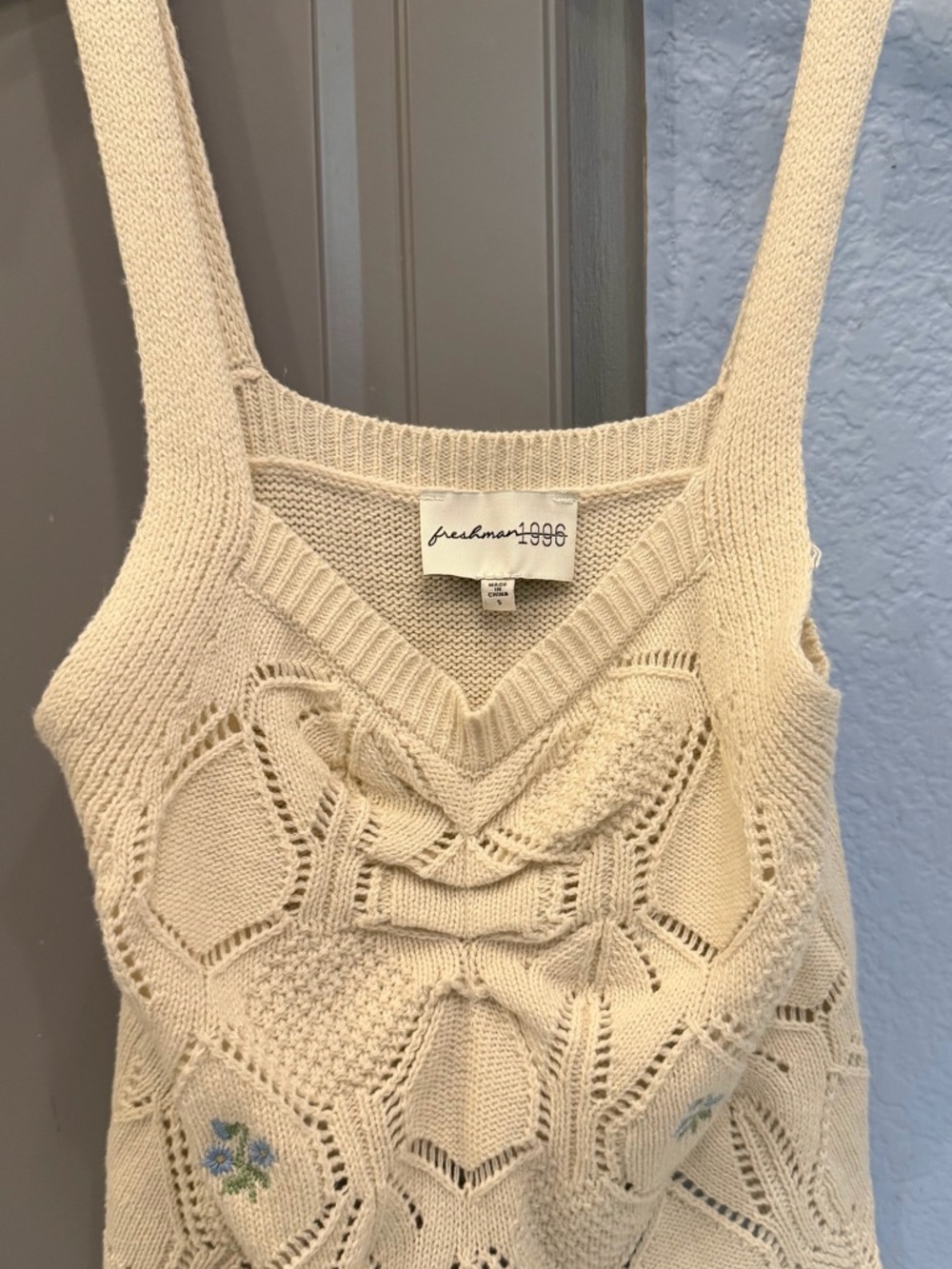 Freshman Cream Knit Tank Top